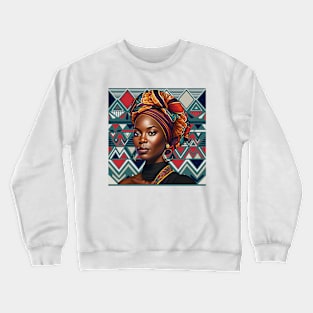 Beautiful African Woman on Tribal Background 1 Crewneck Sweatshirt